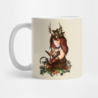 Druid dwarf girl with butterflies Mug